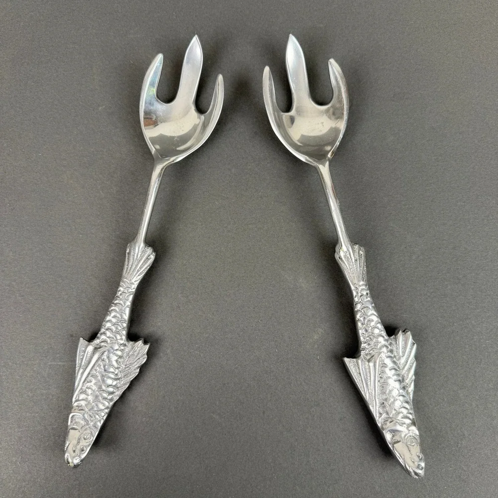 Vintage Fish Serving Forks Seafood/salad Aluminum Utensils set of 2